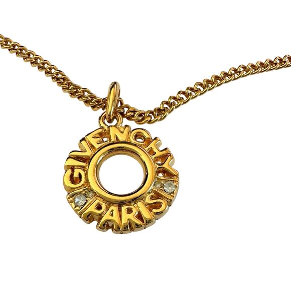 Givenchy Paris Round Pendant with Rhinestones Necklace and hang Tag - Picture 1 of 13